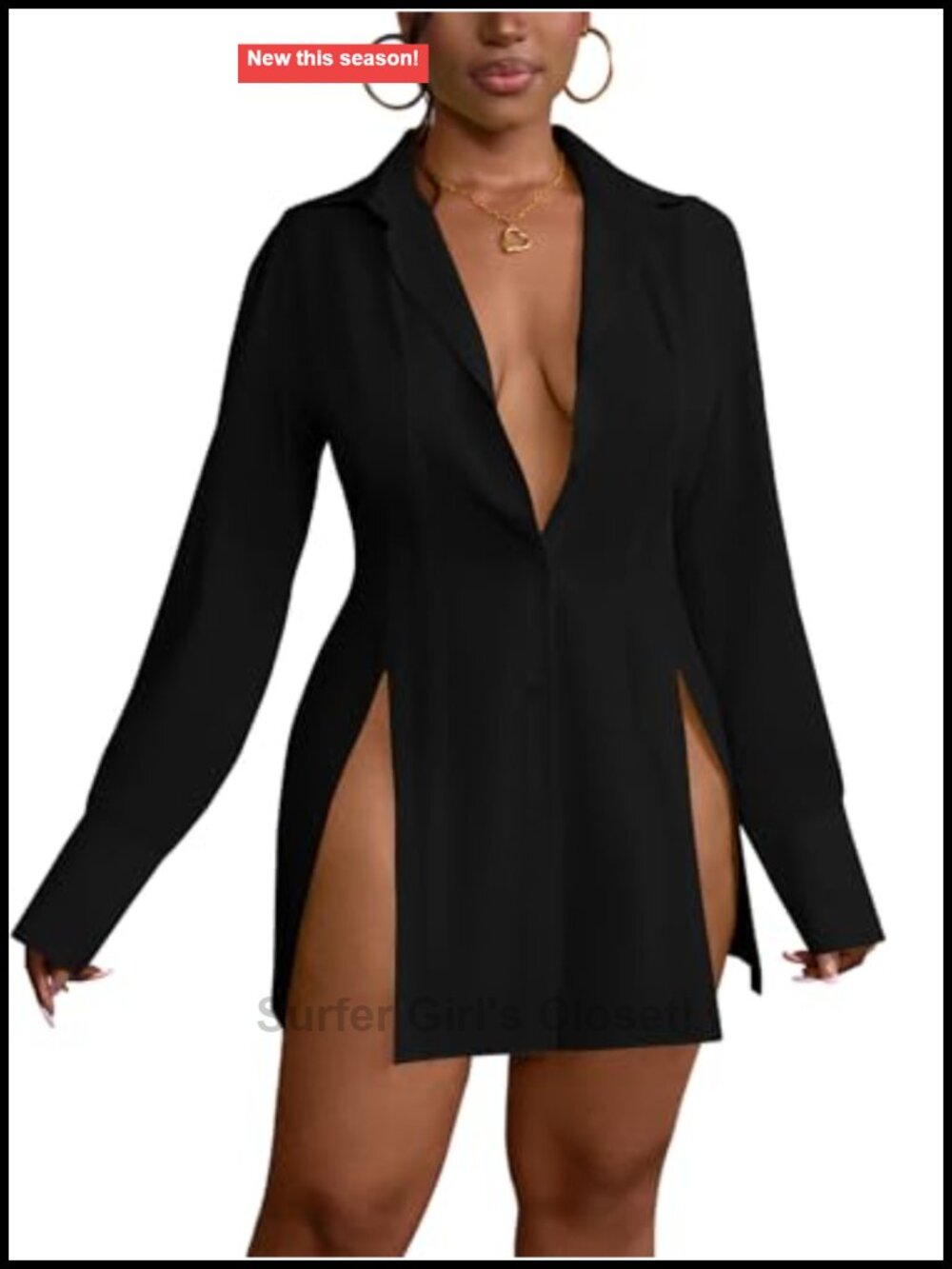 Button Down Shirt Dress Collared V Neck Long Sleeve Blouse